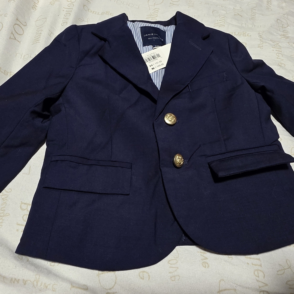 Janie and Jack Classic Navy Blazer with Gold Accents